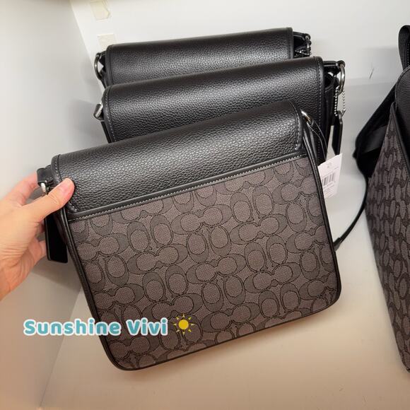 NWT COACH Sprint Map Bag 25 Signature Jacquard CE534 CHARCOAL/BLACK - Picture 4 of 6